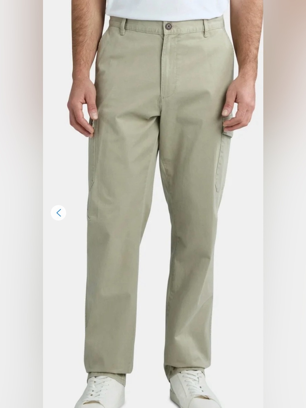 George Men's Beige Khaki Cargo Pants 42 x 30 Elastic Waist Flat Front